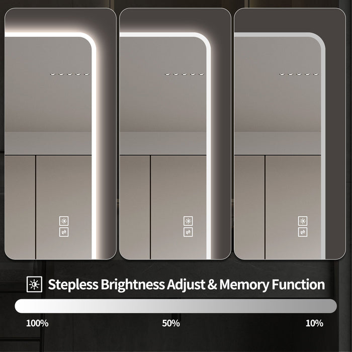 LED Full Length Mirror With Lights, Wall Mounted Full Body Mirror, Dimmable 3 Color Lighting, Anti Fog, Shatter Proof, Memory Function - Clear