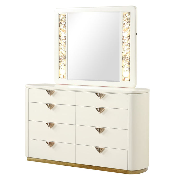 La Pierre - Rectangular Mirror & LED Lighting Panels - Beige