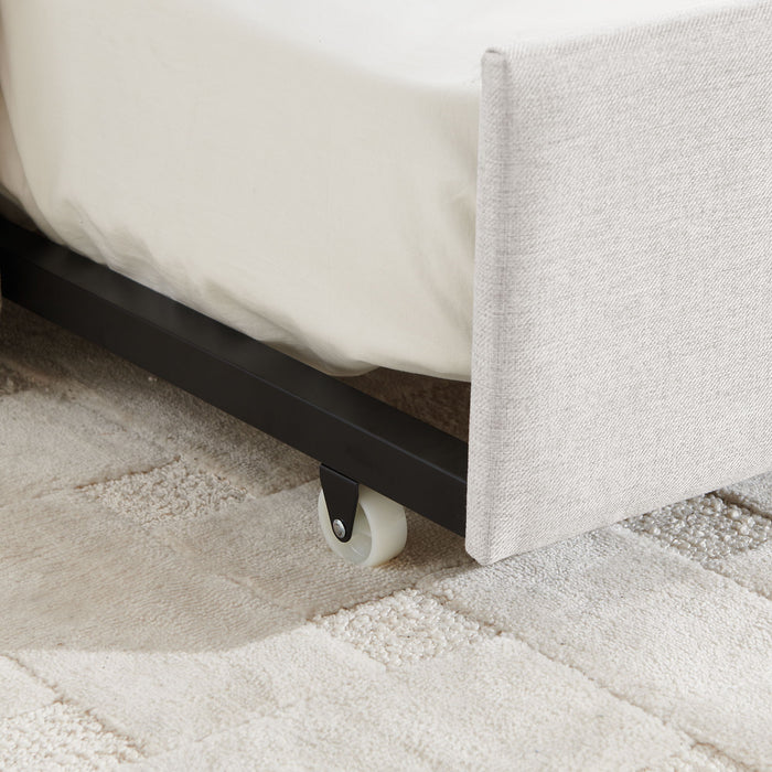 Upholstered Daybed With Trundle With Vertical Stripes