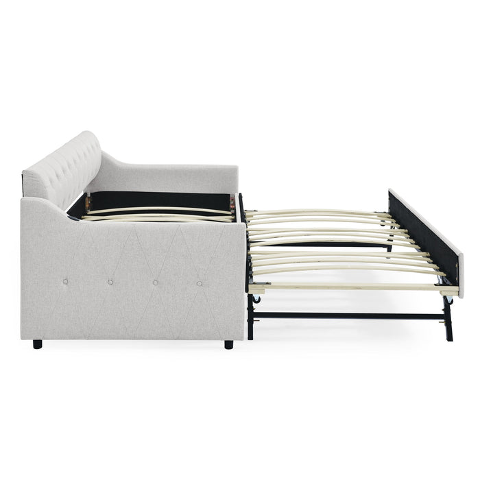 Size Upholstered Daybed With Trundle And USB Charging Armrest