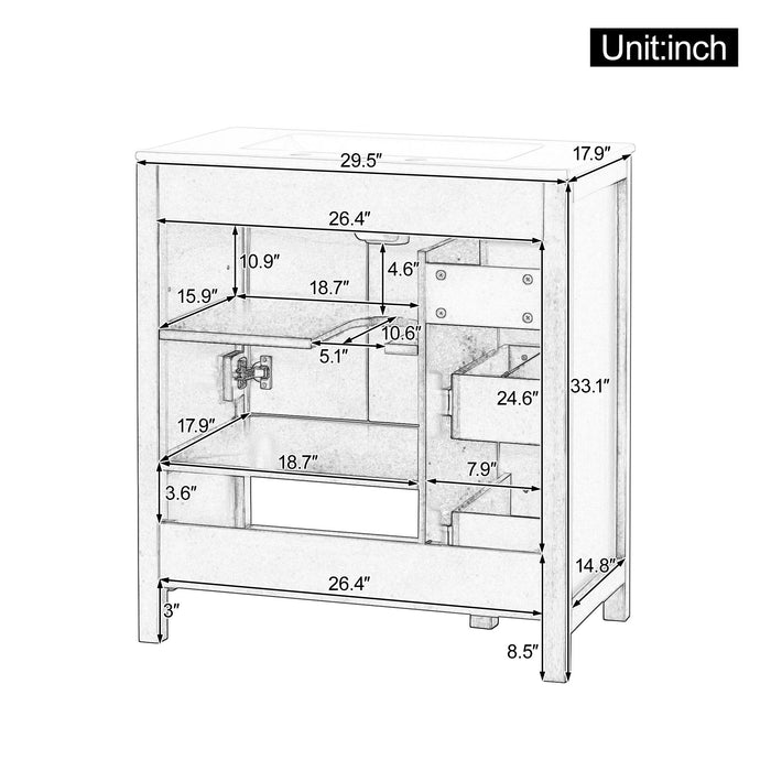 Bathroom Vanity With Sink Top, Bathroom Vanity Cabinet With 2 Doors And 2 Drawers, Open Shelf