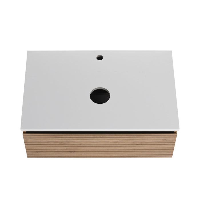Wall Mounted Bathroom Vanity With Art Sink & 1 Soft Close Drawer