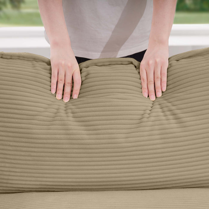 Mid-Century Modern 3 Seater Sectional Sofa With Arm And Throw Pillows