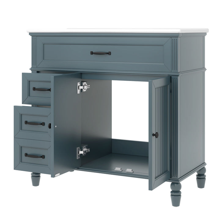 Bathroom Vanity With Sink, 2 Doors 2 Drawers, Freestanding Design