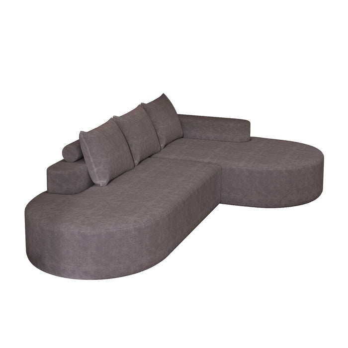 Modern Curved Sofa, L-Shaped Modular Sectional Set With 3 Pillows