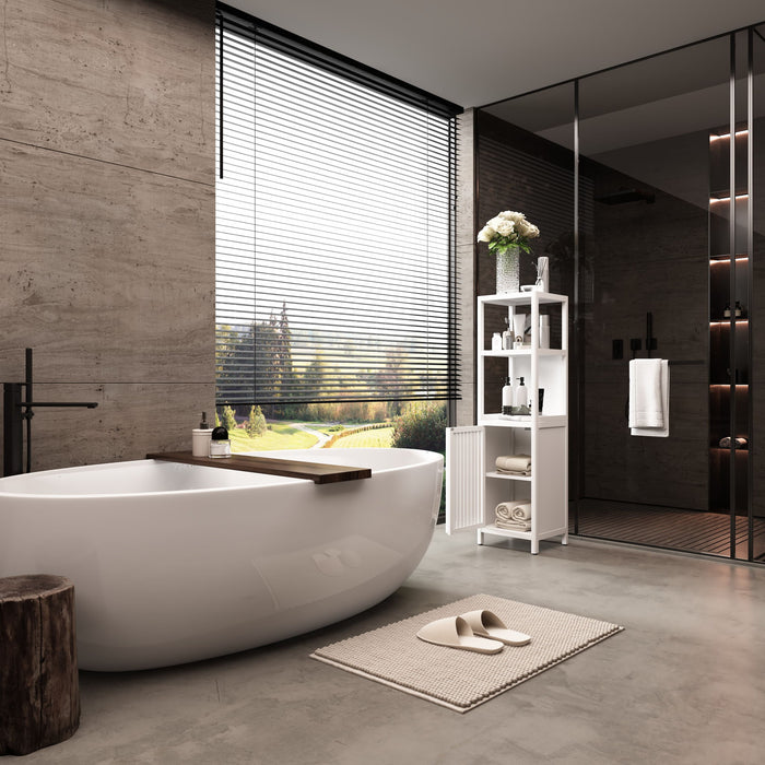 Storage Cabinet With Tall Linen Tower, Multifunctional For Bathroom