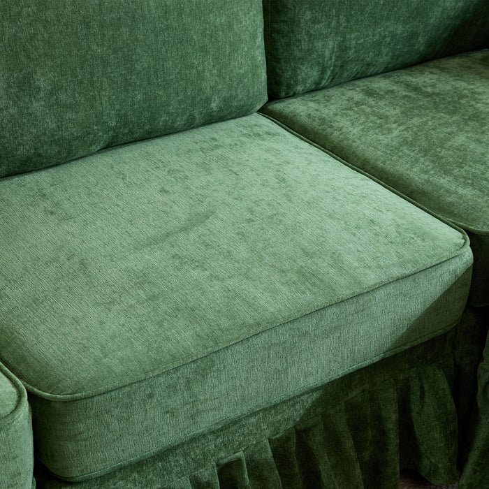 Cloud Sofa With Removable Ruffled Skirt With Ottoman And Flared Arms
