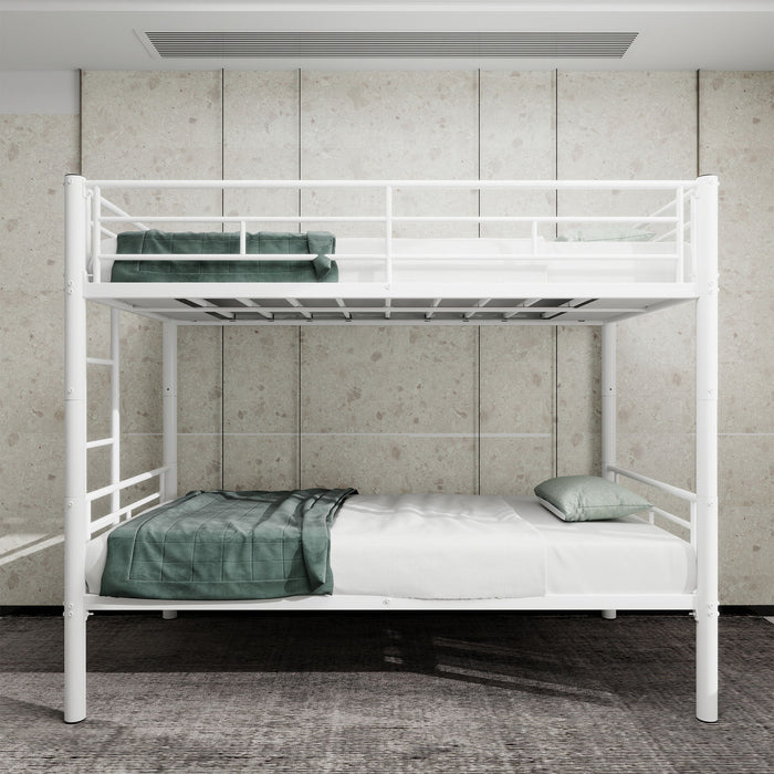 Metal Bunk Bed For Kids, Convertible Bedframe With Ladders & Guardrail