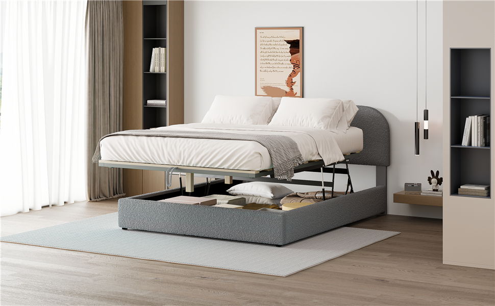 Upholstered Platform Bed With Hydraulic Storage System