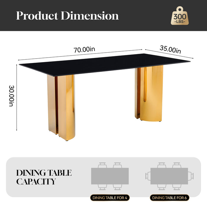 Rectangular Dining Table - Gold / Black