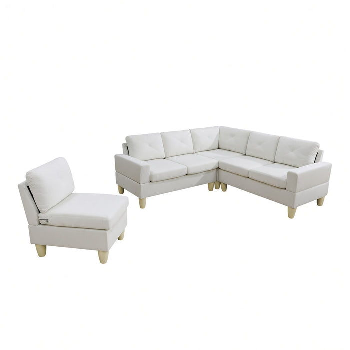 Modular L - Shaped Sectional Sofa 6 Seater 4 Piece Couch With Chaise