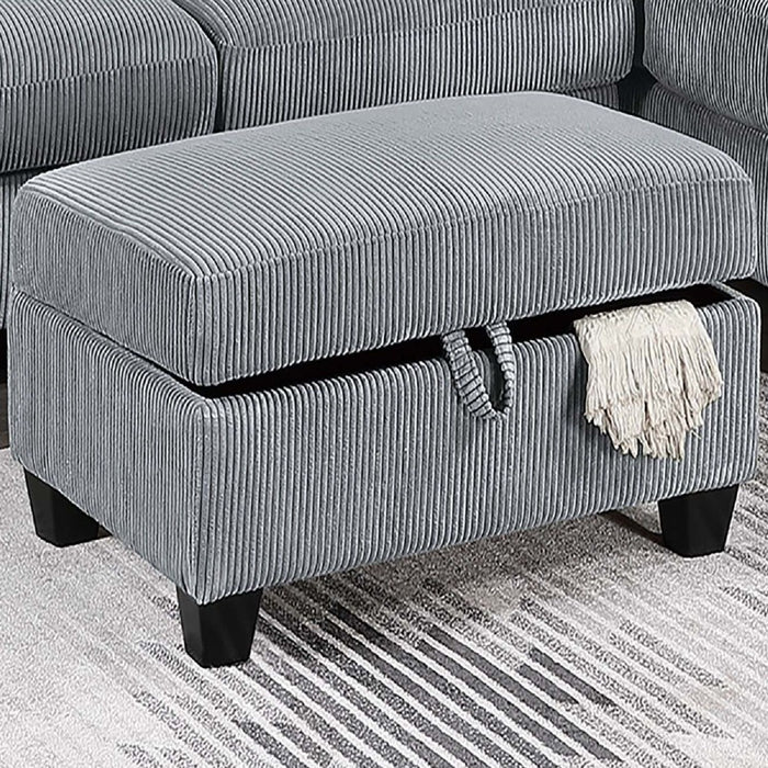 Contemporary Sectional Set With Right Arm Chaise, Left Arm Sofa With USB Port, Storage Ottoman