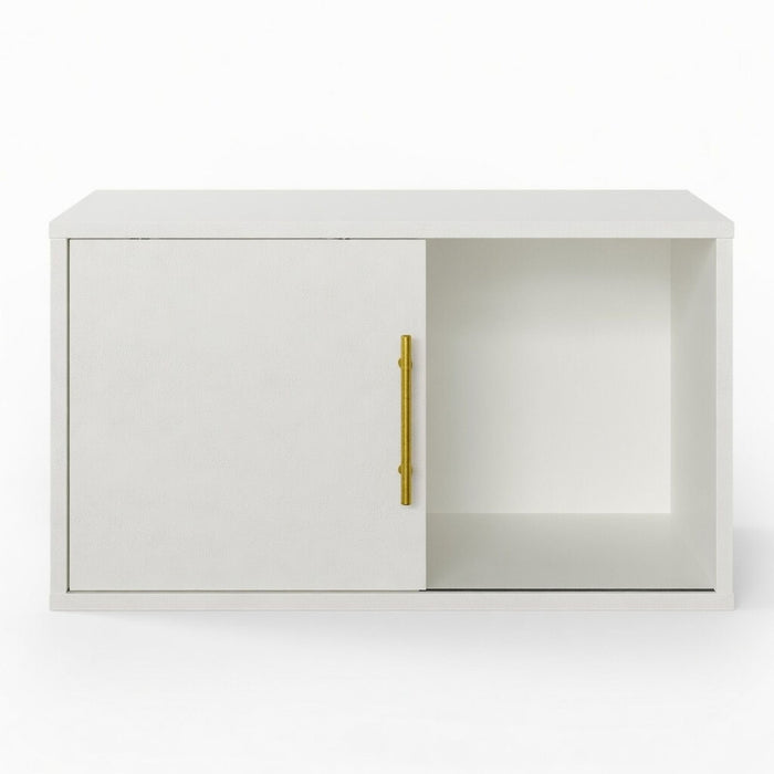 Cube Storage Organizer With Sliding Door Stackable Modular Bookshelf & Storage Cabinet - White