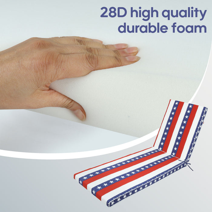 2 Piece Outdoor Chaise Lounge Cushion Set, Replacement Cushions For Patio Furniture, Flag - Red Striped