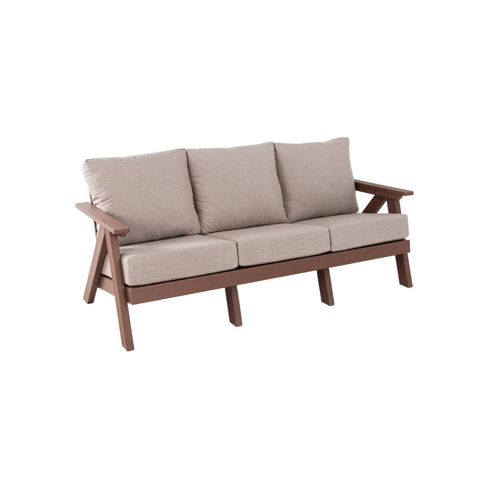 Outdoor Patio 3 Seat Sofa With Sunbrella Cushions - Brown