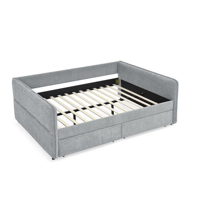 Upholstered Daybed & 2 Drawers