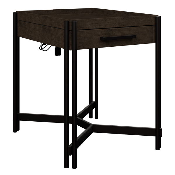 Huron - 20" Chairside End Table With Storage Drawer And Tray-Top Styling - Dark Cocoa