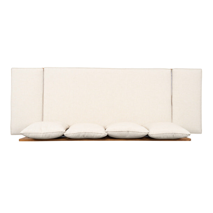 Outdoor Patio Daybed Sofa, 3 Seat Sofa With Foldable Arm 4 Back Pillows