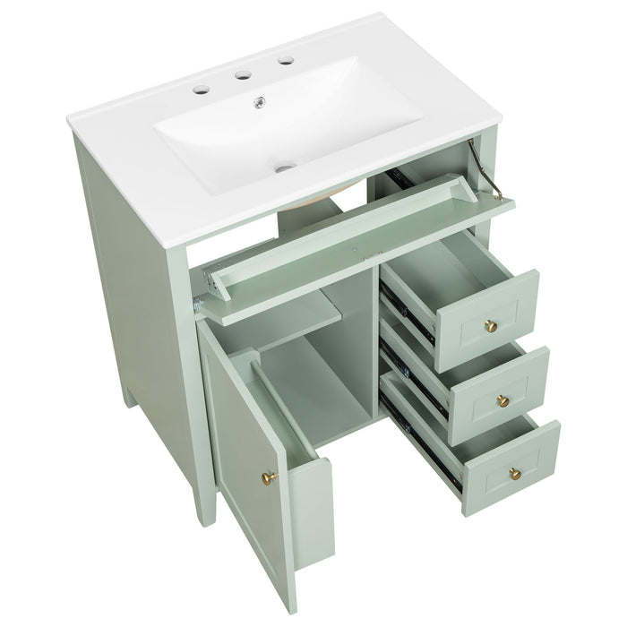 Bathroom Vanity With Sink, 3 Drawers And Adjustable Shelf