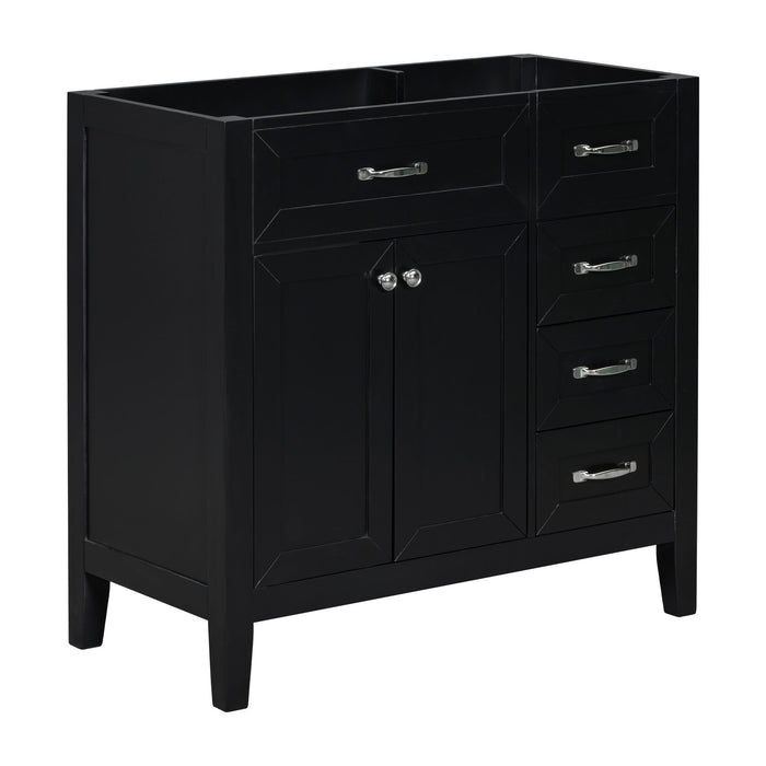 Modern Bathroom Vanity Base Only, 2 Doors And 3 Drawers