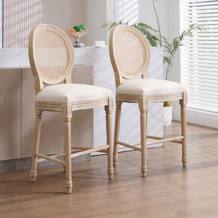 French Country Bar Chairs With Round Back (Set of 2)