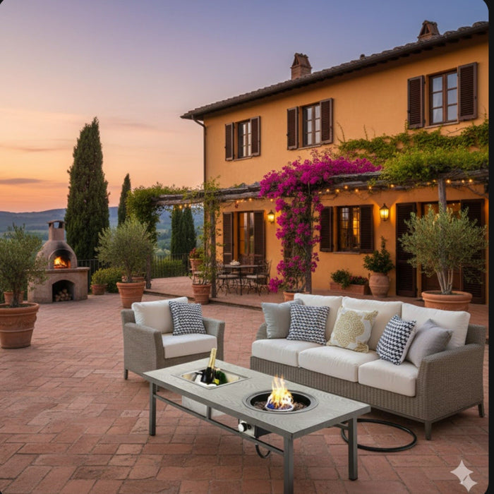 3 In 1 Outdoor Propane Fire Pit Table 50, 000 BTU With Ice Bucket - Gray