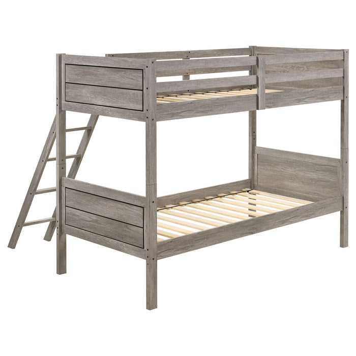 Brenton - Twin Over Twin Bunk Bed With Ladder - Taupe