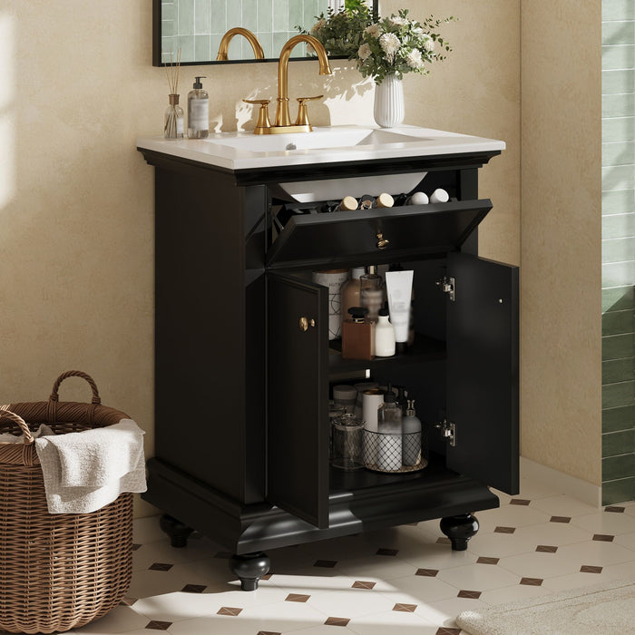 Modern Bathroom Vanity With Tip-Out Drawer And Soft-Close Hinges