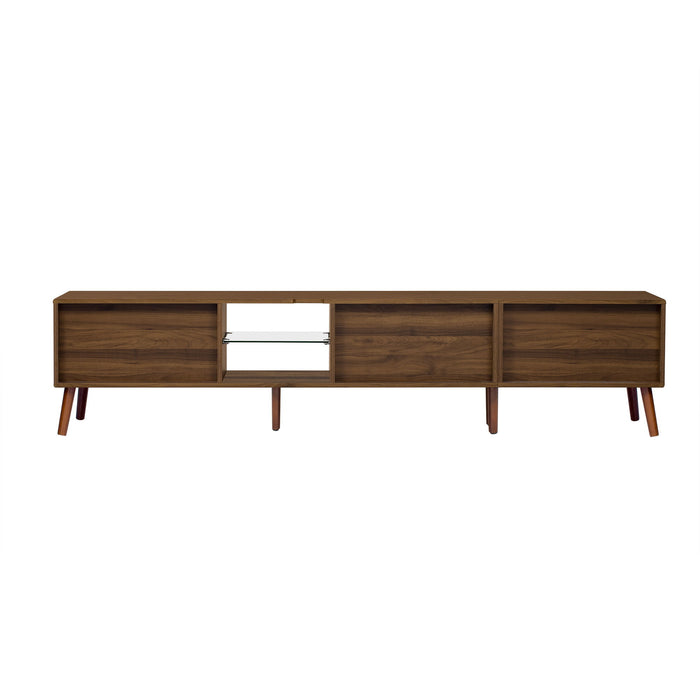 78" TV Stand With Ample Storage And Open Shelving - Walnut