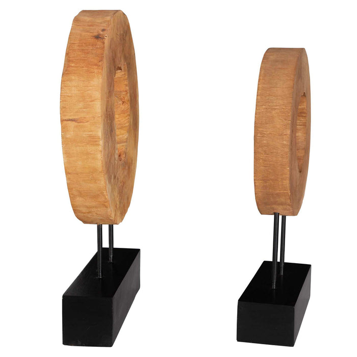 Ashlea - Wooden Sculptures (Set of 2) - Light Brown & Black
