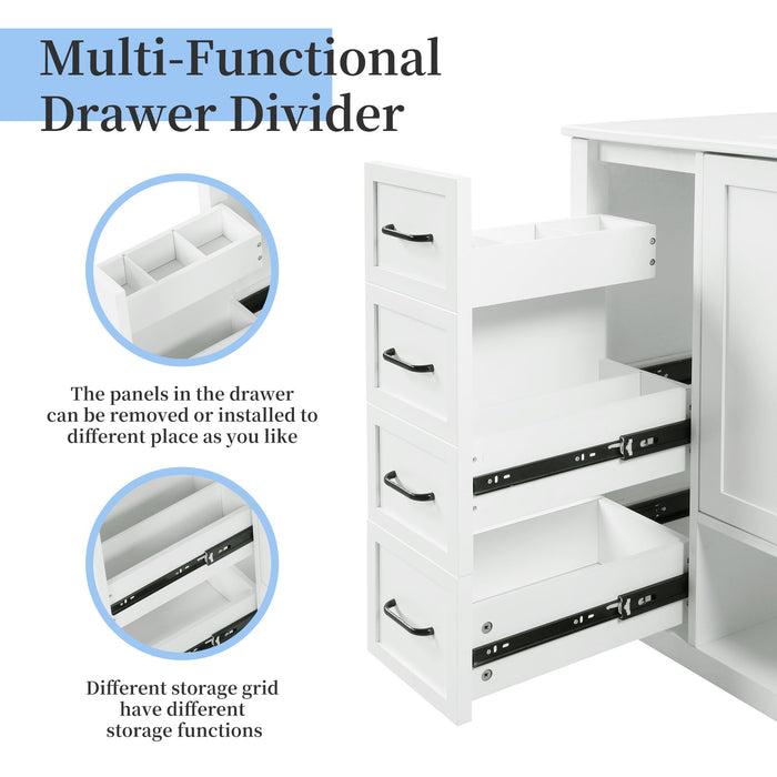 Bathroom Vanity With Sink Top, Bathroom Vanity Cabinet With 2 Doors And 2 Drawers, Open Shelf