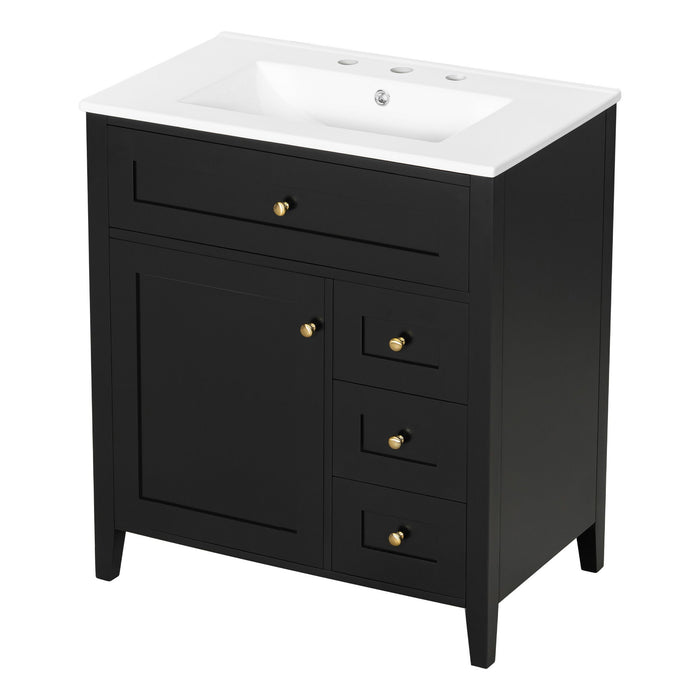 Bathroom Vanity With Sink, 3 Drawers And Adjustable Shelf