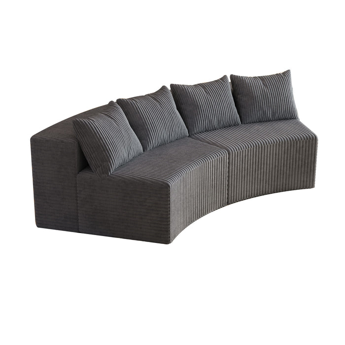 Curved Sectional Sofa With 4 Pillows, Modular Semi Circular Design