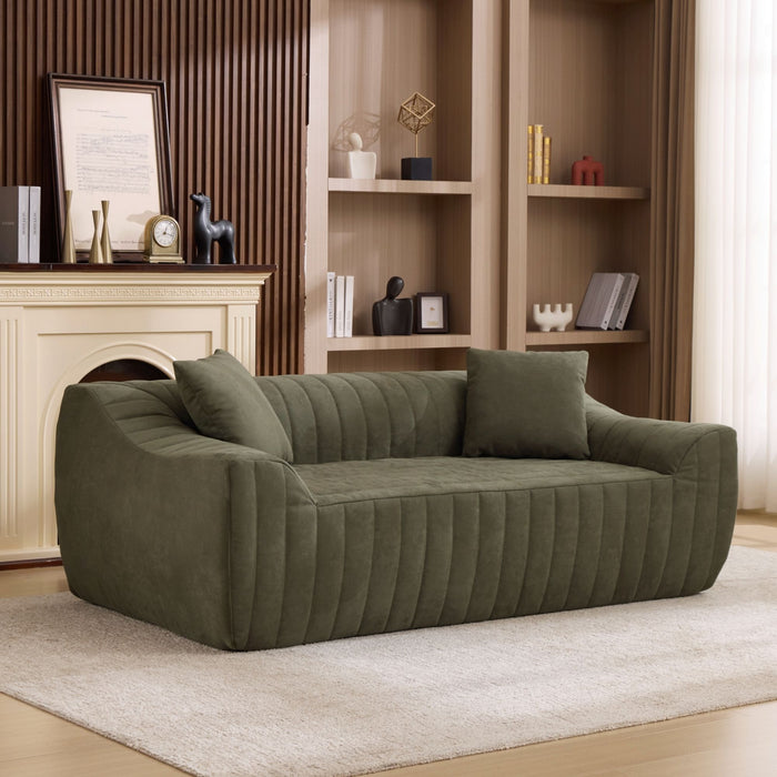 Oversized 2 Seater Loveseat With 2 Decor Throw Pillows, Deep Seat Sofa For Living Rooms