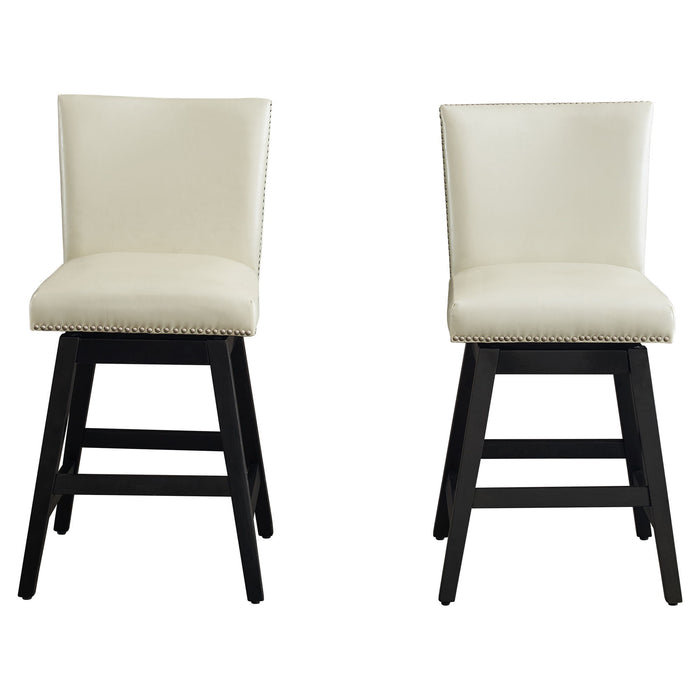 Upholstered Swivel Bar Stools High Back (Set of 2) - Cream White