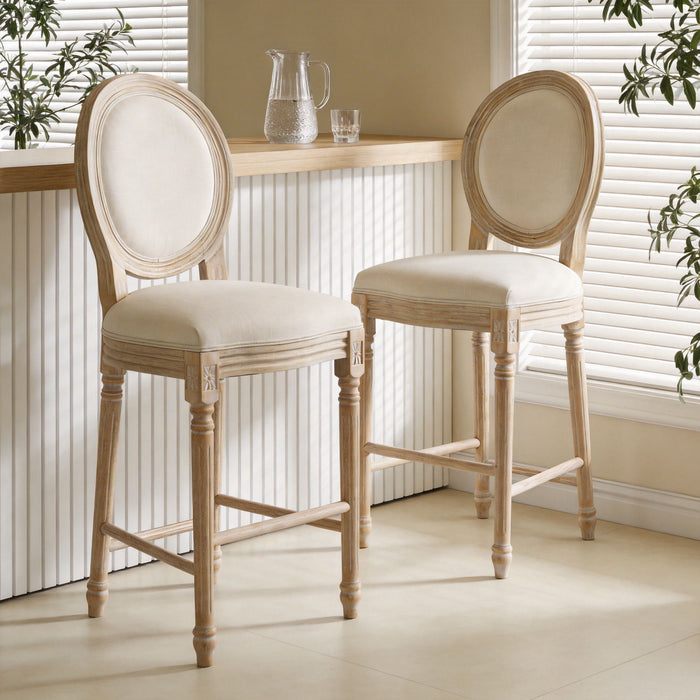 French Country Bar Chairs & Round Back (Set of 2)