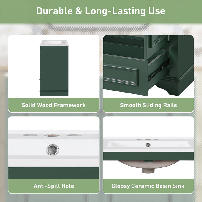 Bathroom Vanity With Sink, Cabinet & 2 Soft Closing Doors & Adjustable Shelf