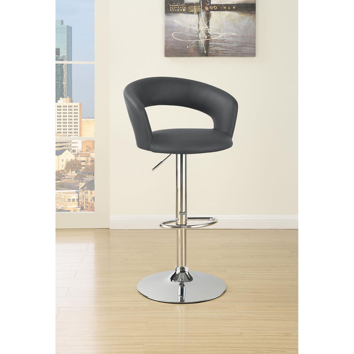 Bar Stool With Upholstery, Height Adjustable For Kitchen - Gray