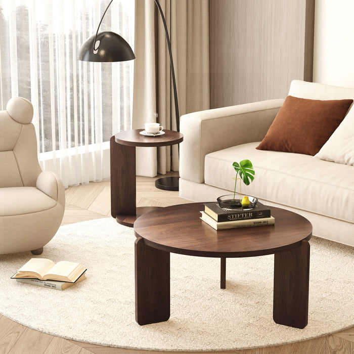 Round Coffee & End Table Set