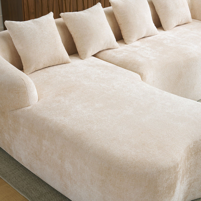 Modular L-Shape Sectional Sofa With Curved Chaise