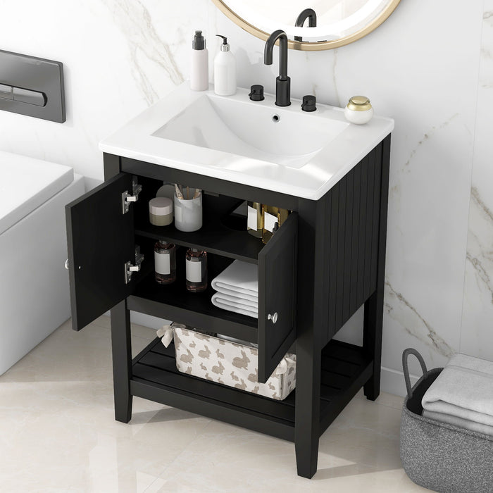 Modern Bathroom Vanity With Sink And Open Shelf
