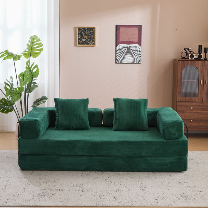 Floor Couch, Convertible Floor Sofa Bed With Pillow Back Support Armrest