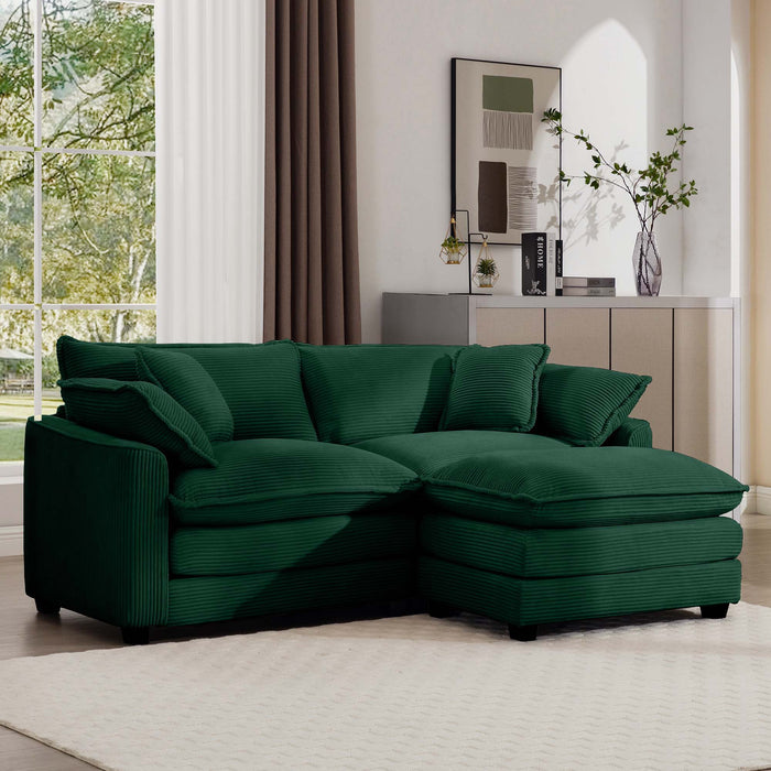 Modern Modular Cushion Sofa With Ottoman, Low Back, Deep Seating Sofa Set