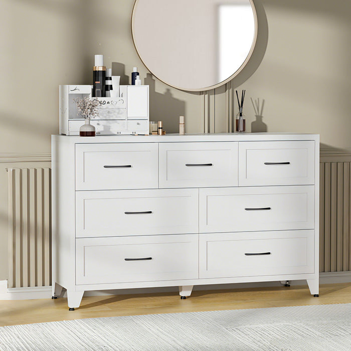 7-Drawer Dresser, Low-Profile Storage - White