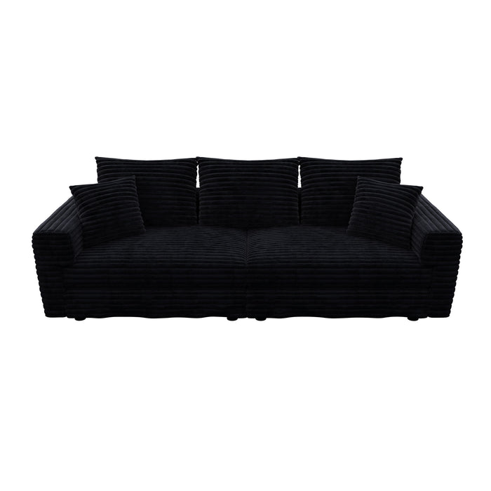 Convertible Deep Seat Sofa With Soft Pillows And Ottomans