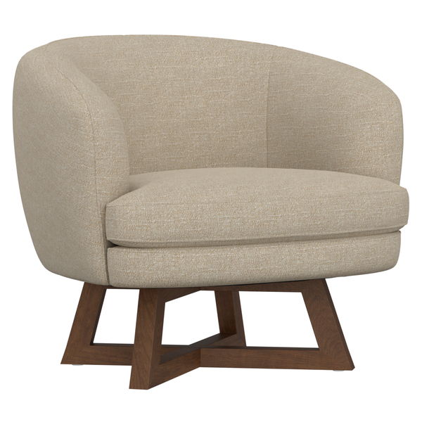 Moira - Swivel Chair With 360-Degree Swivel And Solid Wood Base - Sand