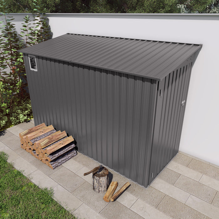 Metal Outdoor Storage Shed 4 X 9 Ft With Sloping Roof, Vents, And Side Door - Gray
