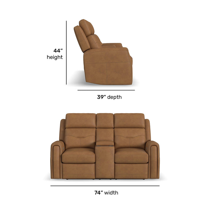 Felix - Power Reclining Loveseat With Console, Power Headrest, Lumbar, Heat & Massage