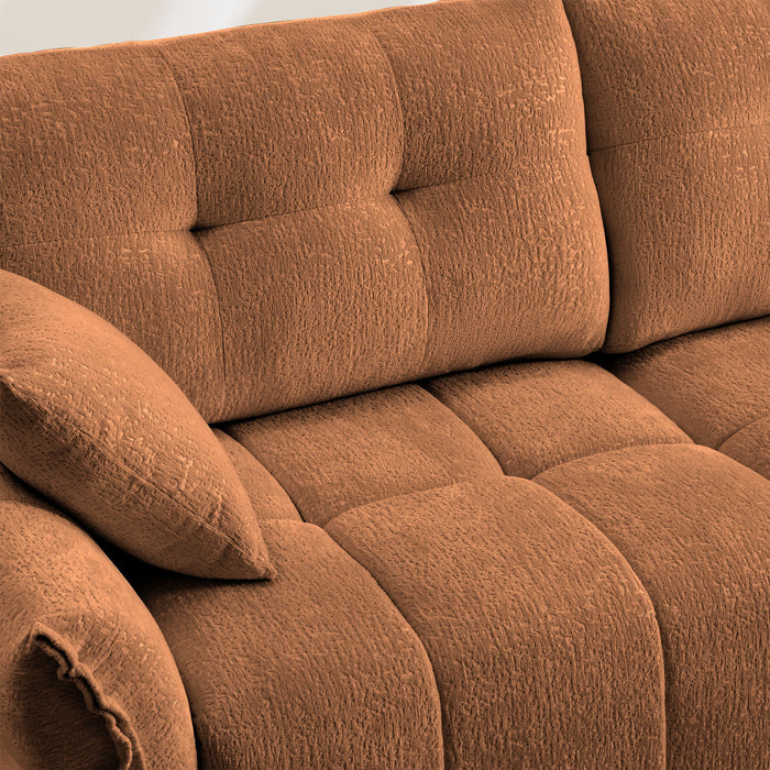 Sofa Set With Ottoman And Pillows, Textured, High Resilience Cushions
