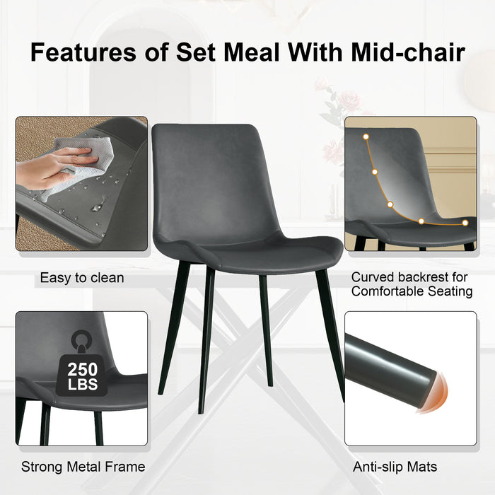 Modern Expandable Dining Table With Retractable Leaf With Chairs